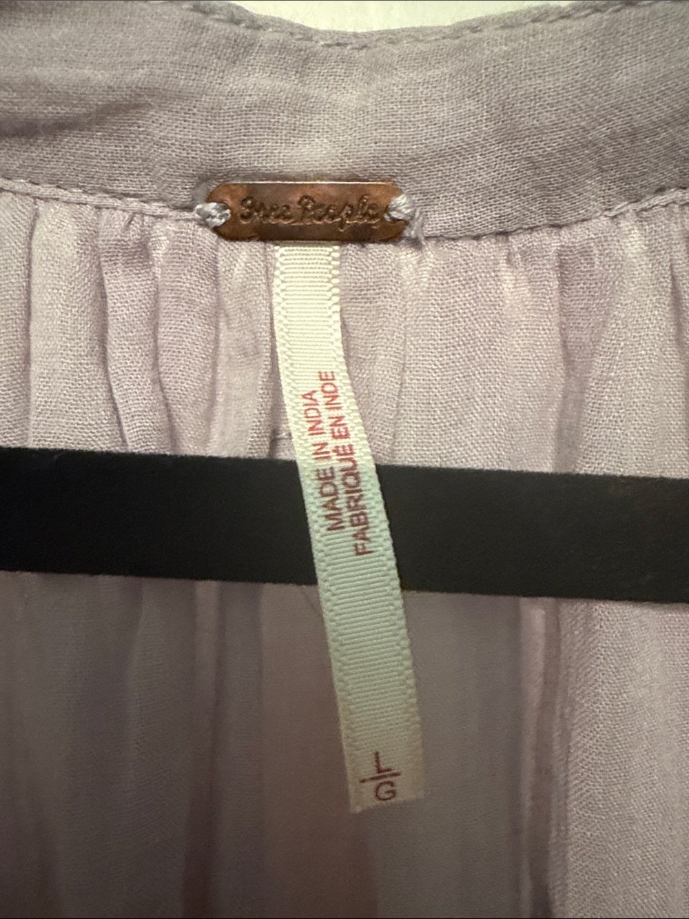 Free People 100% Cotton Lavender Silver Embellished Boho Tassel Tunic Size L - Picture 2 of 10
